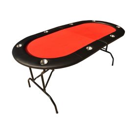 INO Design 73inch Oval Light Series RED Felt Foldable Casino Game Poker Table