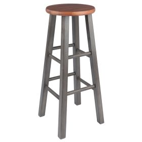 Ivy Bar Stool; Rustic Teak & Gray