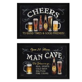 "Cheers Collection" 2-Piece Vignette By Debbie DeWitt, Printed Wall Art, Ready To Hang Framed Poster, Black Frame