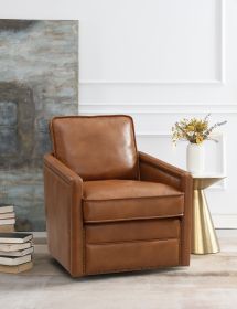 ACME Rocha Accent Chair w/Swivel, Brown Leather Aire AC01886