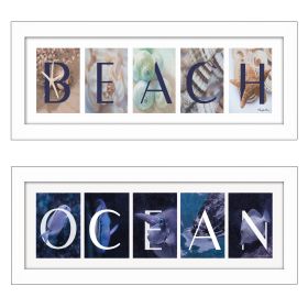 "Ocean/Beach Collection" 2-Piece Vignette By Robin-Lee Vieira, Printed Wall Art, Ready To Hang Framed Poster, White Frame