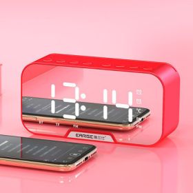 Alarm Clock Clock Wireless Bluetooth Speaker Mini Home Outdoor Card Subwoofer Computer Audio (Option: Red-USB)