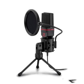 Compatible with Apple, Condenser Microphone With Tripod 3.5 Mm Audio Computer Studio (Color: Black)