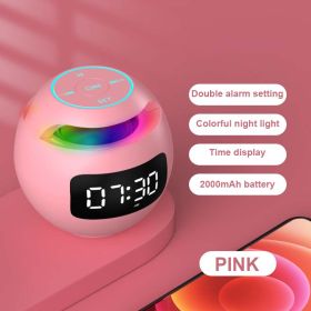 Mini Dual Alarm Bluetooth Speaker Colorful Night Light (Color: Pink)