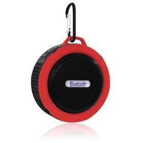 Stall Source Foreign Trade Wireless Portable Card Bluetooth Audio C6 Gift Bathroom Waterproof Big Suction Cup Bluetooth Speaker (Color: Red)