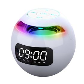 New Portable Wireless Alarm Clock Bluetooth Speaker (Option: White-USB)