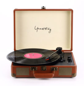 Leather Case Bluetooth Phonograph Turntable (Option: Coffee-UK)