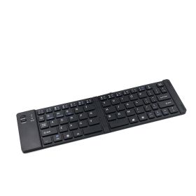 Folding Metal Bluetooth Foldable Keyboard Mini Bluetooth Wireless (Color: Black)