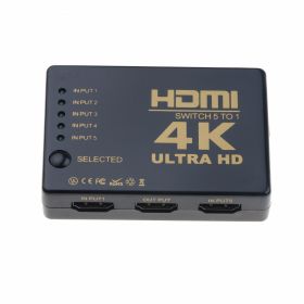 HDMI switcher five in and one out (Color: Black)