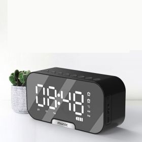 Portable Mirror Clock Alarm Clock (Color: Black)