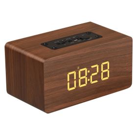 Clock Version Wooden Bluetooth Speaker (Color: Brown)