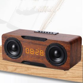 Wooden Clock Bluetooth Speaker, Support U Disk TF Card Function, Home Desktop Speaker (Option: Brown-B)