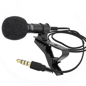 Portable clip Condenser Microphone Mobile Phone Universal 3.5MM (Color: Black)