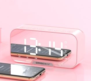 Alarm Clock Clock Wireless Bluetooth Speaker Mini Home Outdoor Card Subwoofer Computer Audio (Option: Pink-USB)