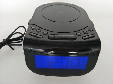 LCD Digital Alarm Dual Speakers  Radio CD Music Player (Option: Black-220V US)