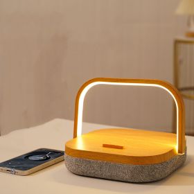 Led Wireless Charger Bluetooth Speaker Desk Lamp (Option: Wood grain-2400mah-USB)