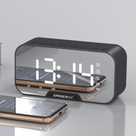 Alarm Clock Clock Wireless Bluetooth Speaker Mini Home Outdoor Card Subwoofer Computer Audio (Option: Black-USB)