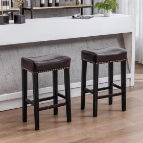 Backless Bar Stools, 2-Pcs Set (Color: Brown)