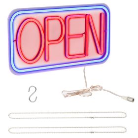 LED Open Sign 16.5x9.1in Business Neon Open Sign Advertisement Board with 11 Levels Adjustable Brightness (Color: Red_Blue)