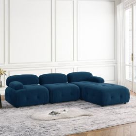 Modular Sectional Sofa, Button Tufted Designed and DIY Combination,L Shaped Couch with Reversible Ottoman, Navy Velvet (Color: Navy, Material: Velvet)